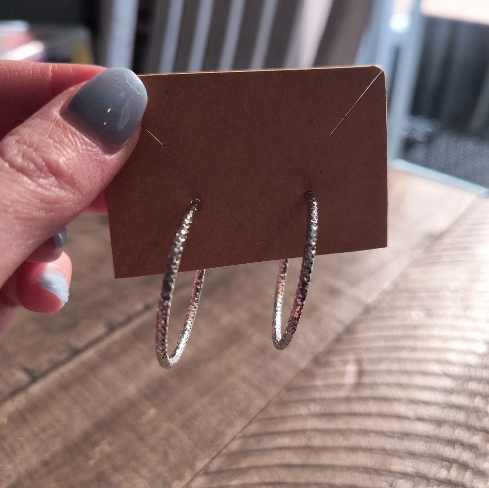 Silver Hoop Earrings - Picture 2 of 3